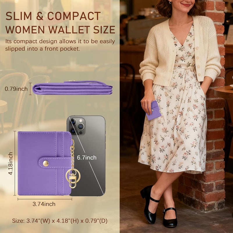 Jogjam Purple Rfid Ladies Wallet, Small Slim Thin Compact Credit Card Women Wallet, PU Leather Bifold Cash Zipper Coin Pocket ID Window for Female - Image 5